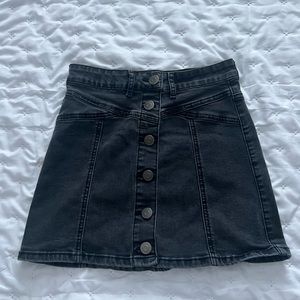 Black Button-Up Denim Skirt